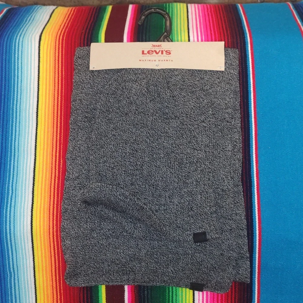 Levi's 2 Piece Beanie Hat & Scarf Set Gray NWT